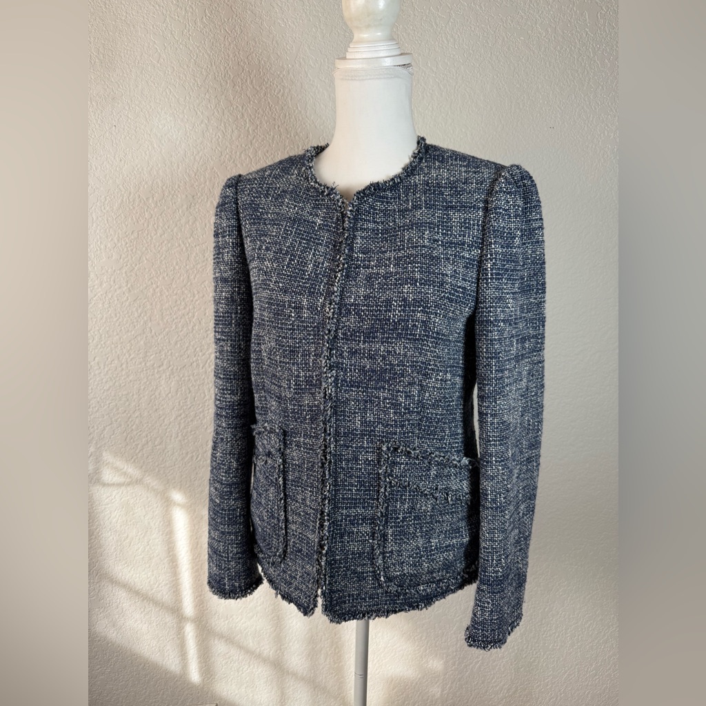 Rebecca Taylor Blue Tweed Blazer Size 6